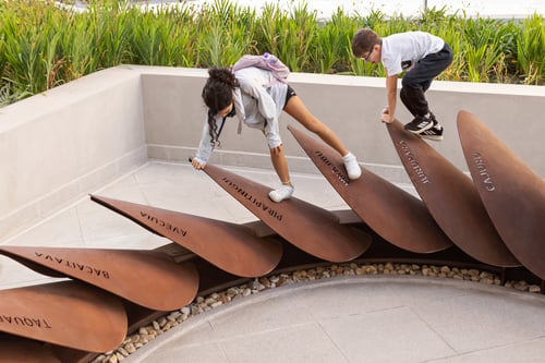 Guto Requena Reveals Sculpture Encounters, a public artwork in Sorocaba, Brazil.